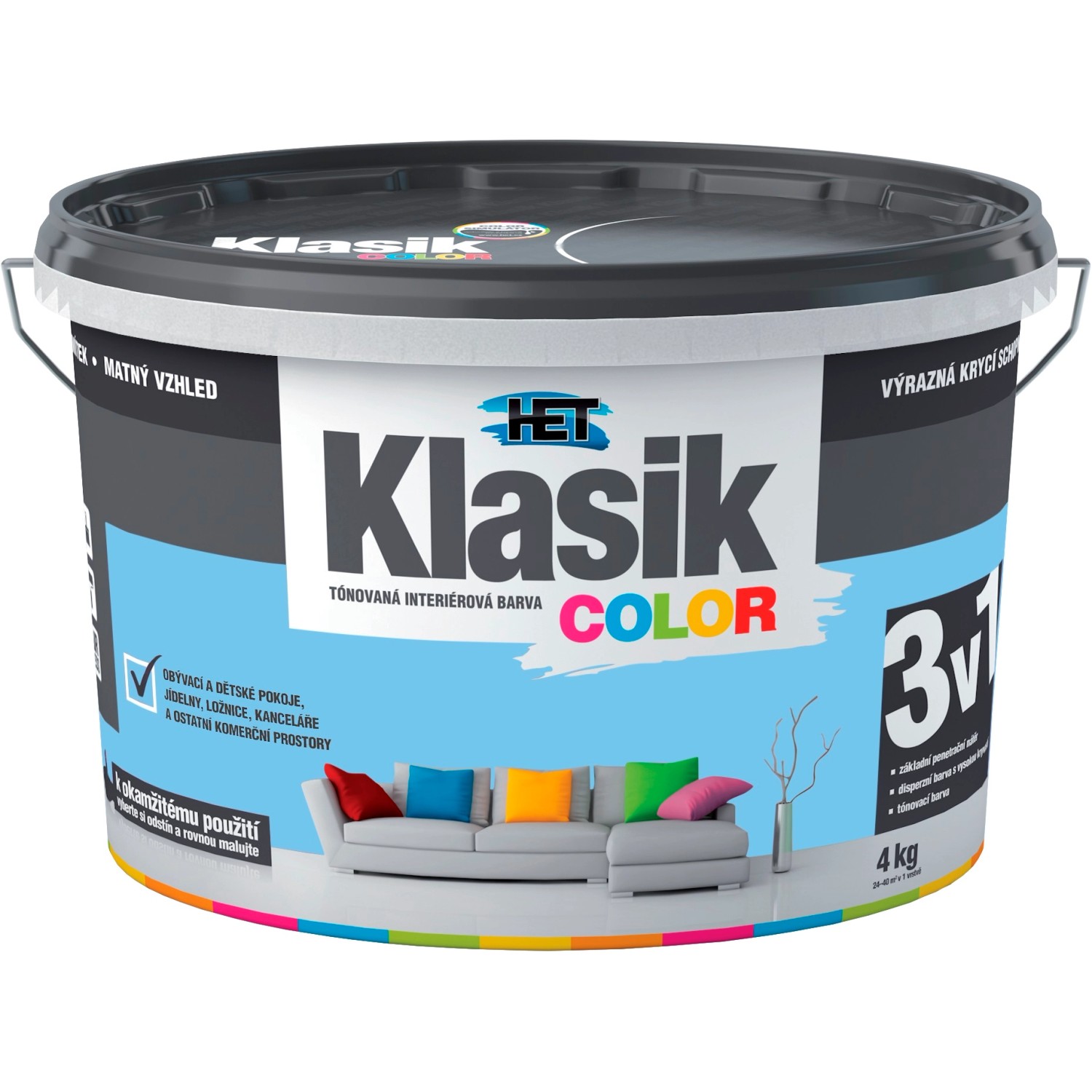 Malba interiérová HET Klasik Color modrý blankytný 4 kg