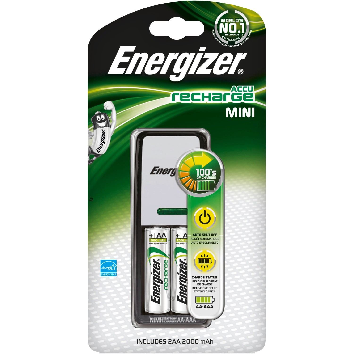 Energizer Nabíječka Mini + 2AA Power Plus 2000 mAh Pre - charge, 1 ks