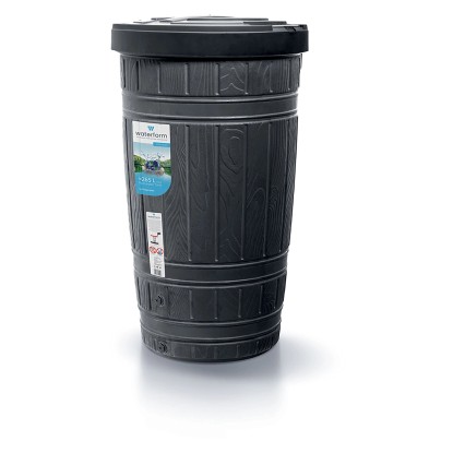 Antracitový sud na dešťovou vodu Waterform Woodcan 265 l s designem dřeva.