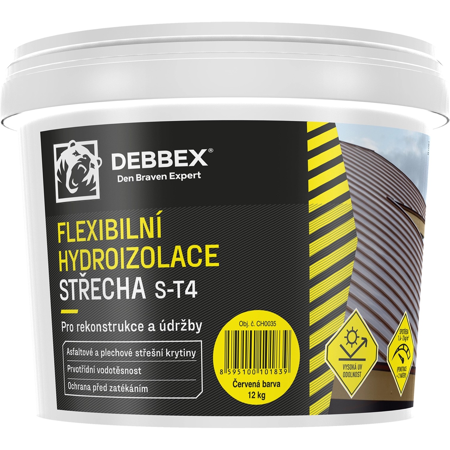 Den Braven Flexibilní hydroizolace STŘECHA S-T4, hnědočervená, kbelík 12 kg