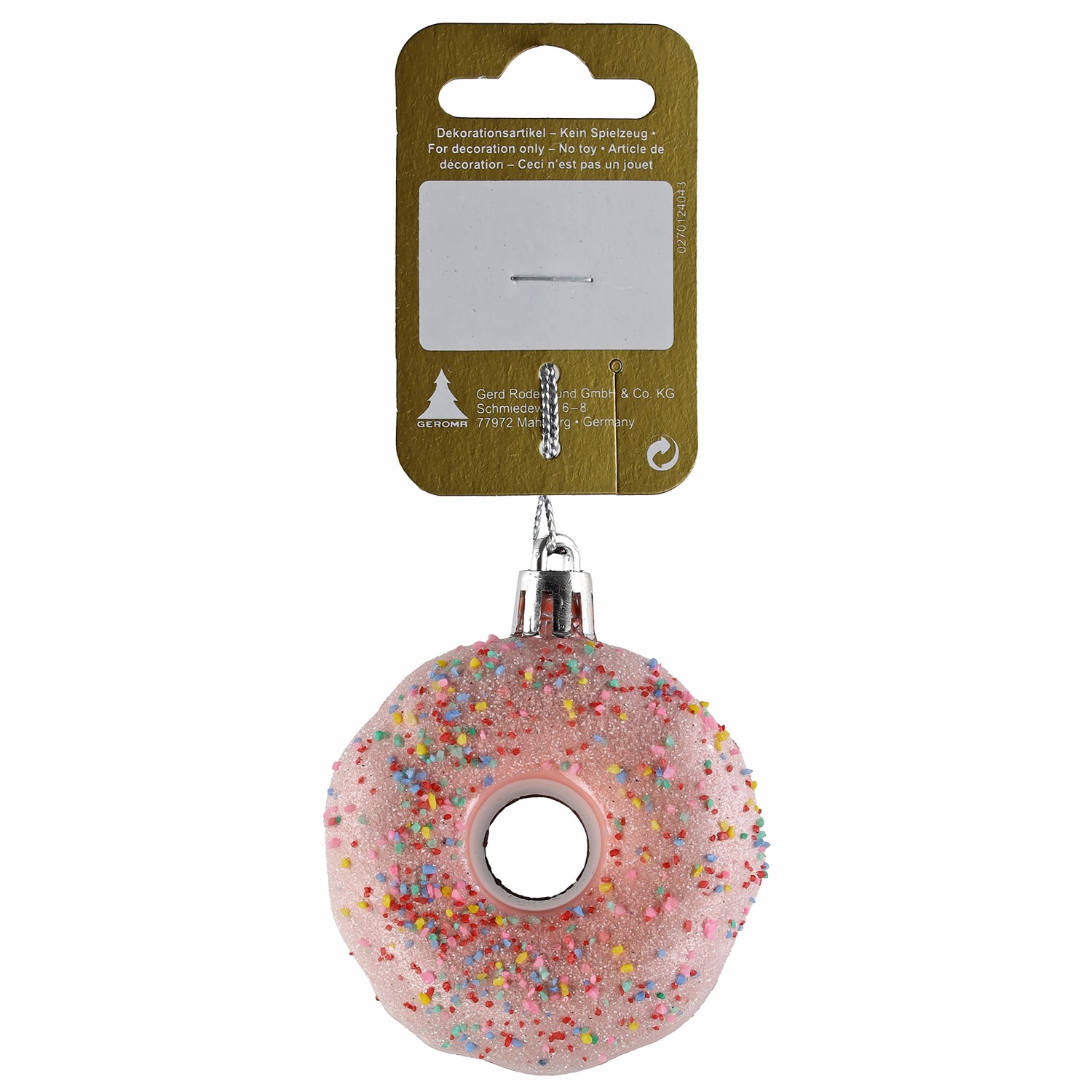 GEROMA Vánoční ozdoba donut plastový růžový pr. 6 x 3 cm