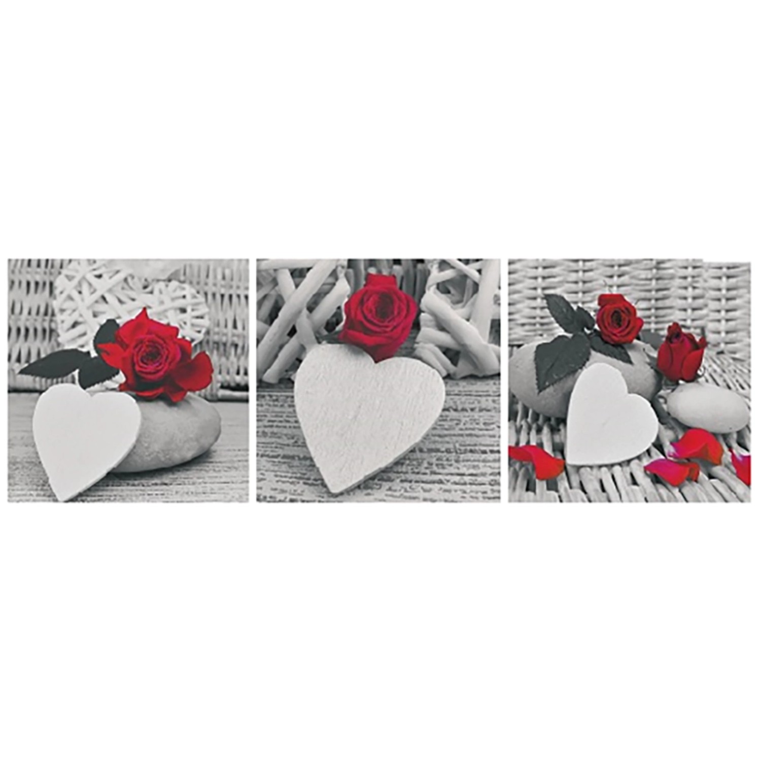 Bondecor 3dílná sada obrazů Srdce 30 x 90 cm