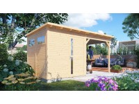 Bertilo Dřevěný domek na nářadí Pentus 2 Lounge, přírodní, 449 x 234 cm