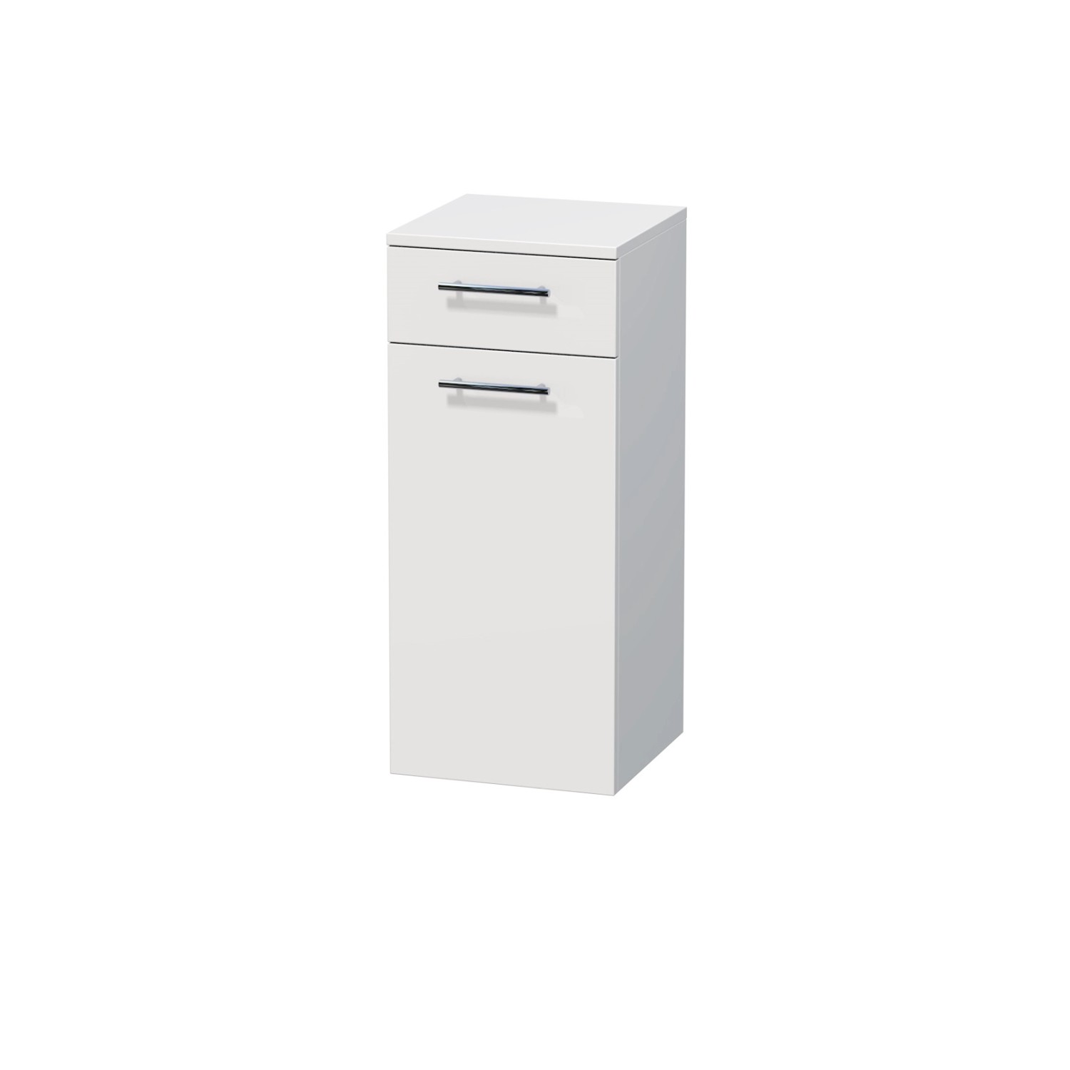 INTEDOOR Nízká skříň BEE levá, úchyt chrom, š. 35 cm, bílá lesk