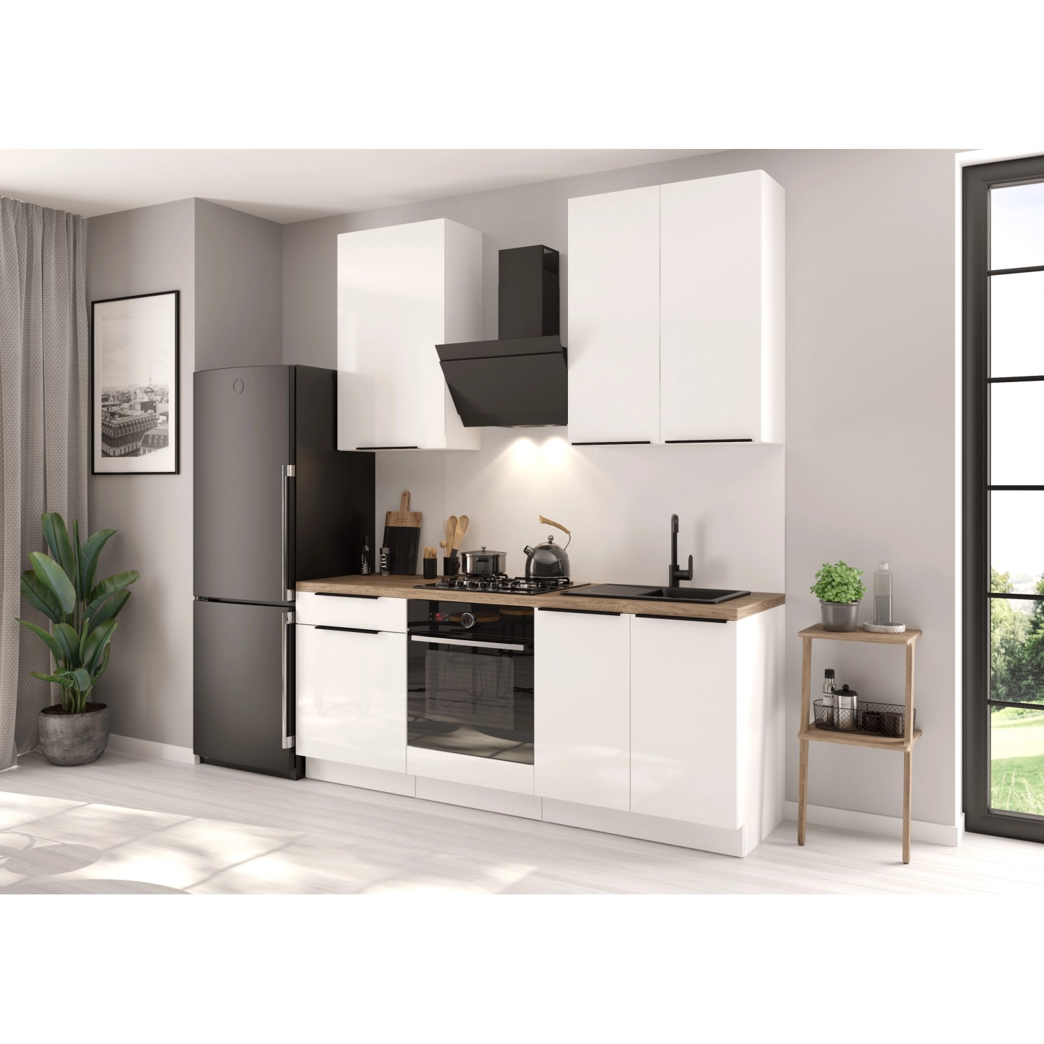 Kuchyňská linka Basti 200  bílá lesklá