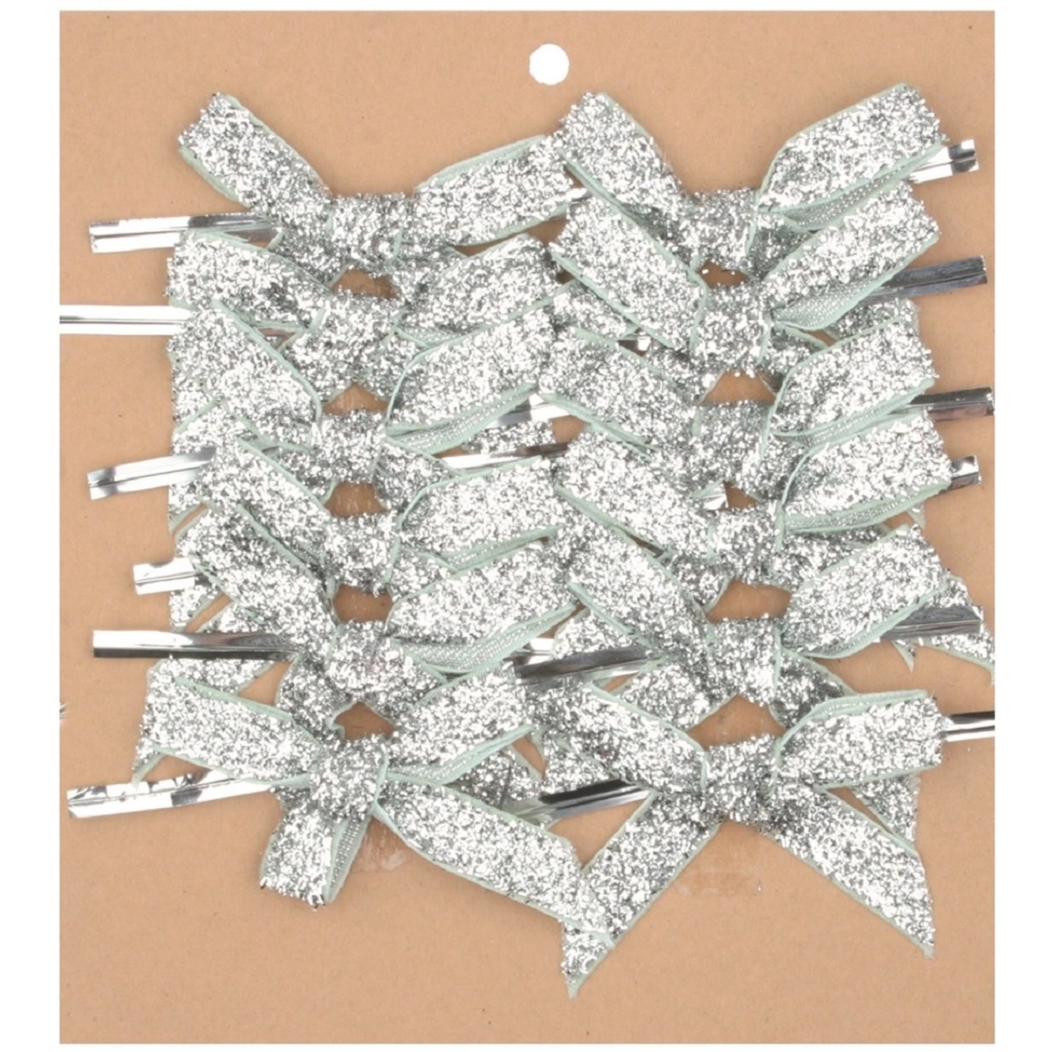 Mašle úzká stříbrná třpytivá 8 cm, 12 ks  Anděl Přerov s.r.o.