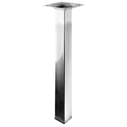 Noha stolu Hettich, 250 mm vysoká, vzhled nerezové oceli, hranatá, pro nábytek.