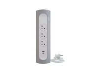 Legrand Prodlužovací zásuvková lišta, rohová, 3 zásuvky, USB A+C, bílá-šedá, 1 m