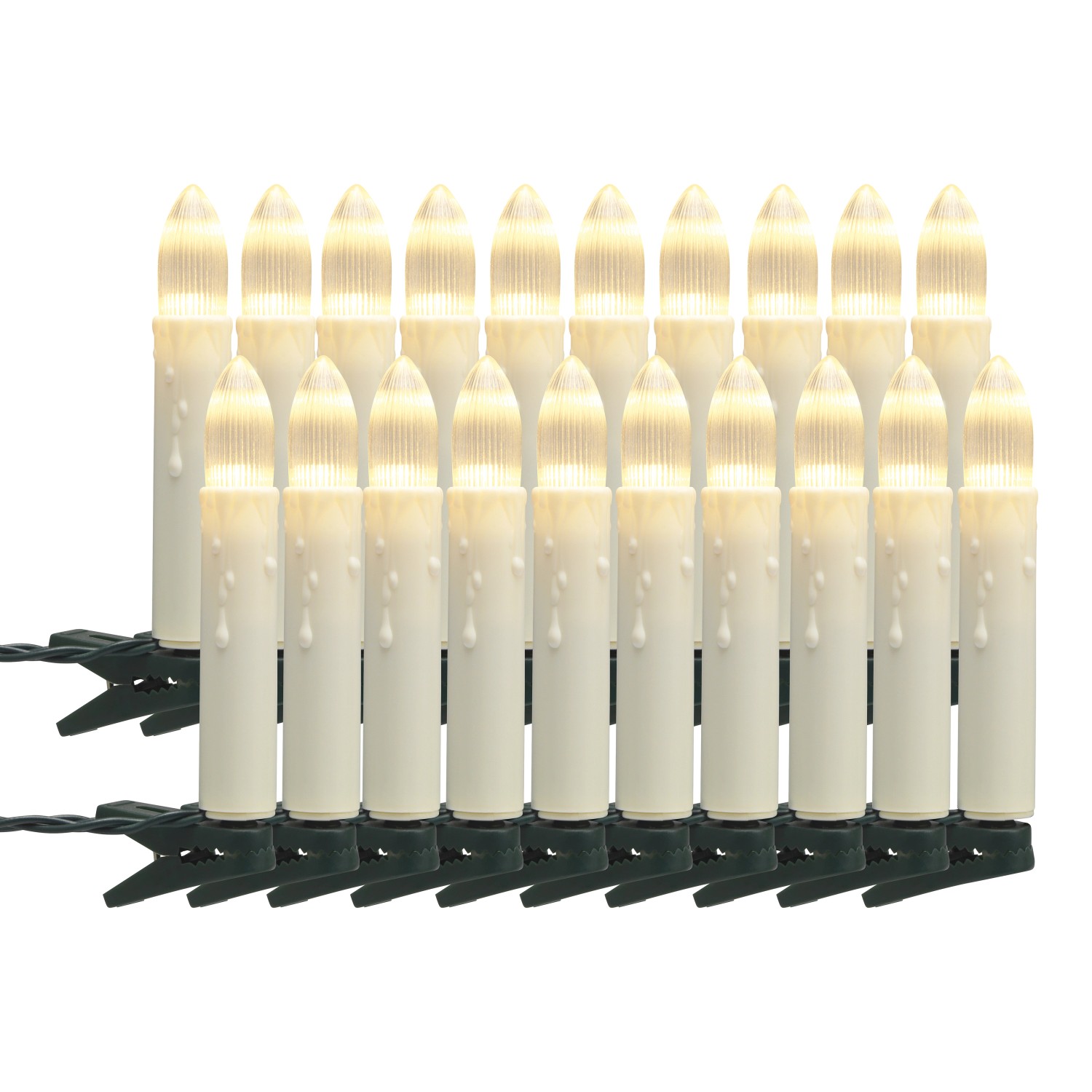 VLC LED světelný řetěz se svíčkami 20x LED teplá bílá, IP44, zelený, 12,9 m