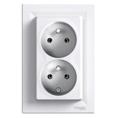Schneider Electric Dvojitá zásuvka 2P+PE Asfora, 16 A - 250 V, bílá