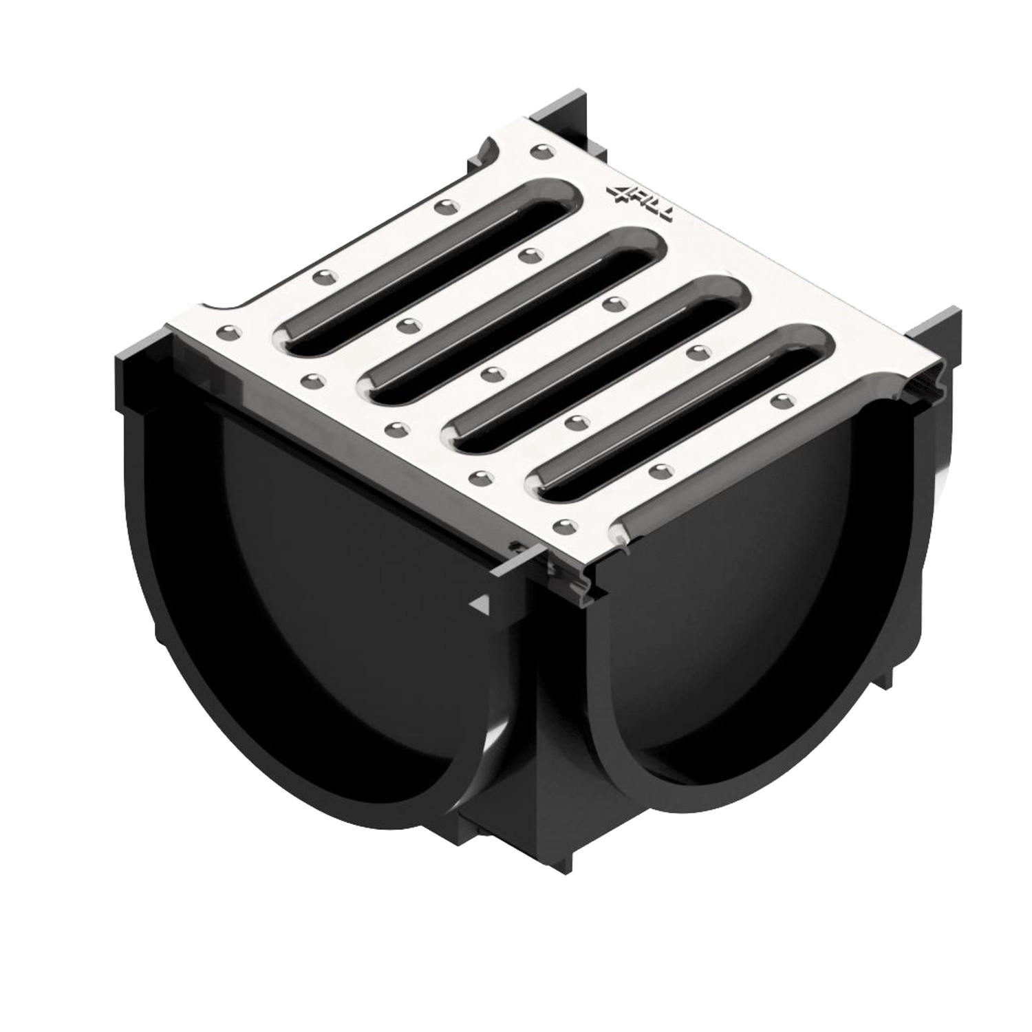 ACO Rohový díl pro žlaby 4all Mufle s pozinkovaným roštem, černý