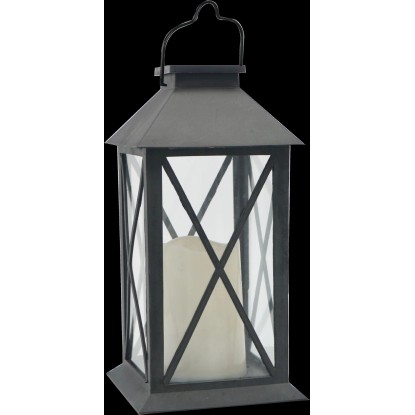 EURAKLES LED solární lampa se svíčkou černá/bílý plamínek 305 x 140 x 140 mm