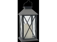 EURAKLES LED solární lampa se svíčkou černá/bílý plamínek 305 x 140 x 140 mm