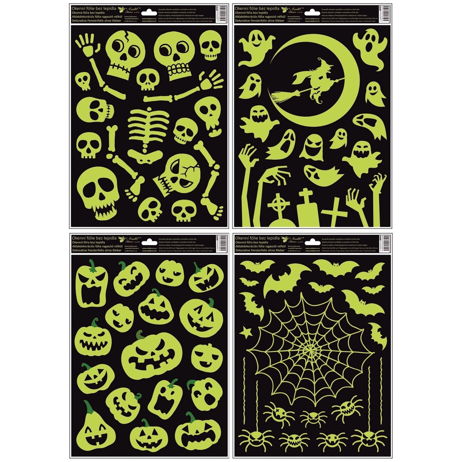 Anděl Přerov Okenní fólie Halloween svíticí ve tmě, různé druhy, 1 ks, 30 x 42cm