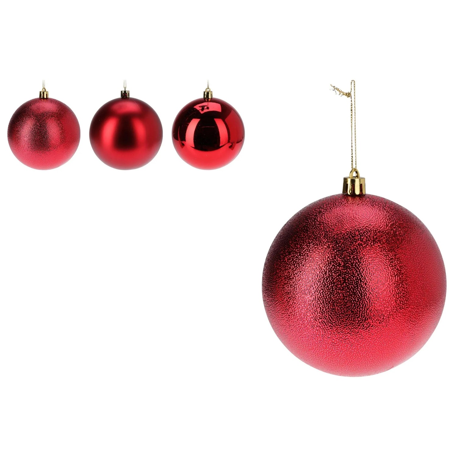 Vánoční baňka, 12 cm, červená, různé druhy, 1 ks