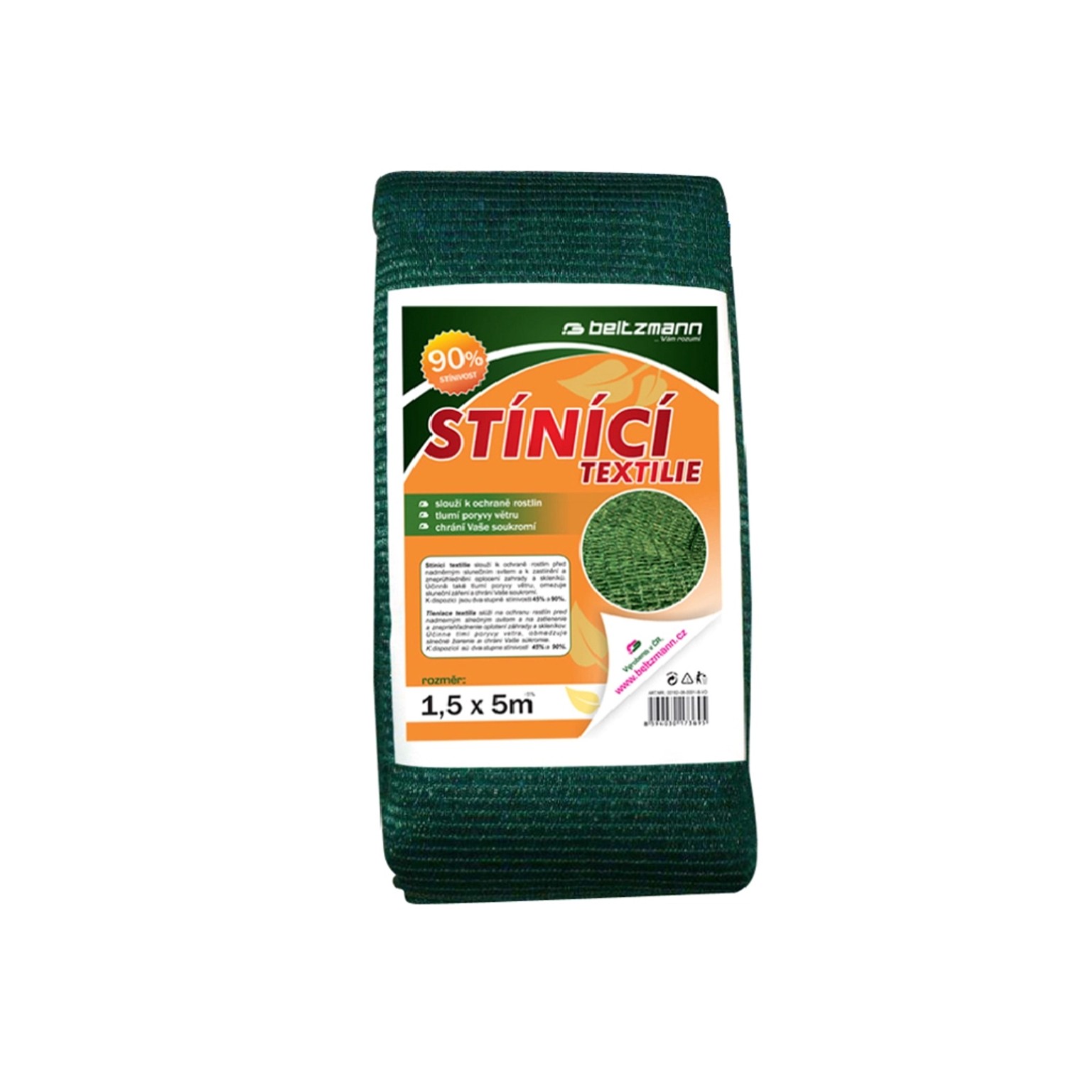 Stínící textilie zastínění 90 %, 1,5 x 5 m
