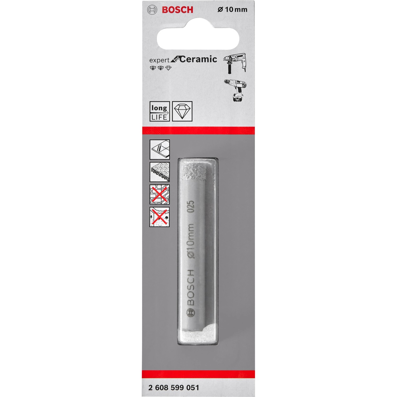 Bosch Diamantová korunka PRO Ceramic Dry pro vrtání za sucha pr. 10 x 66 mm