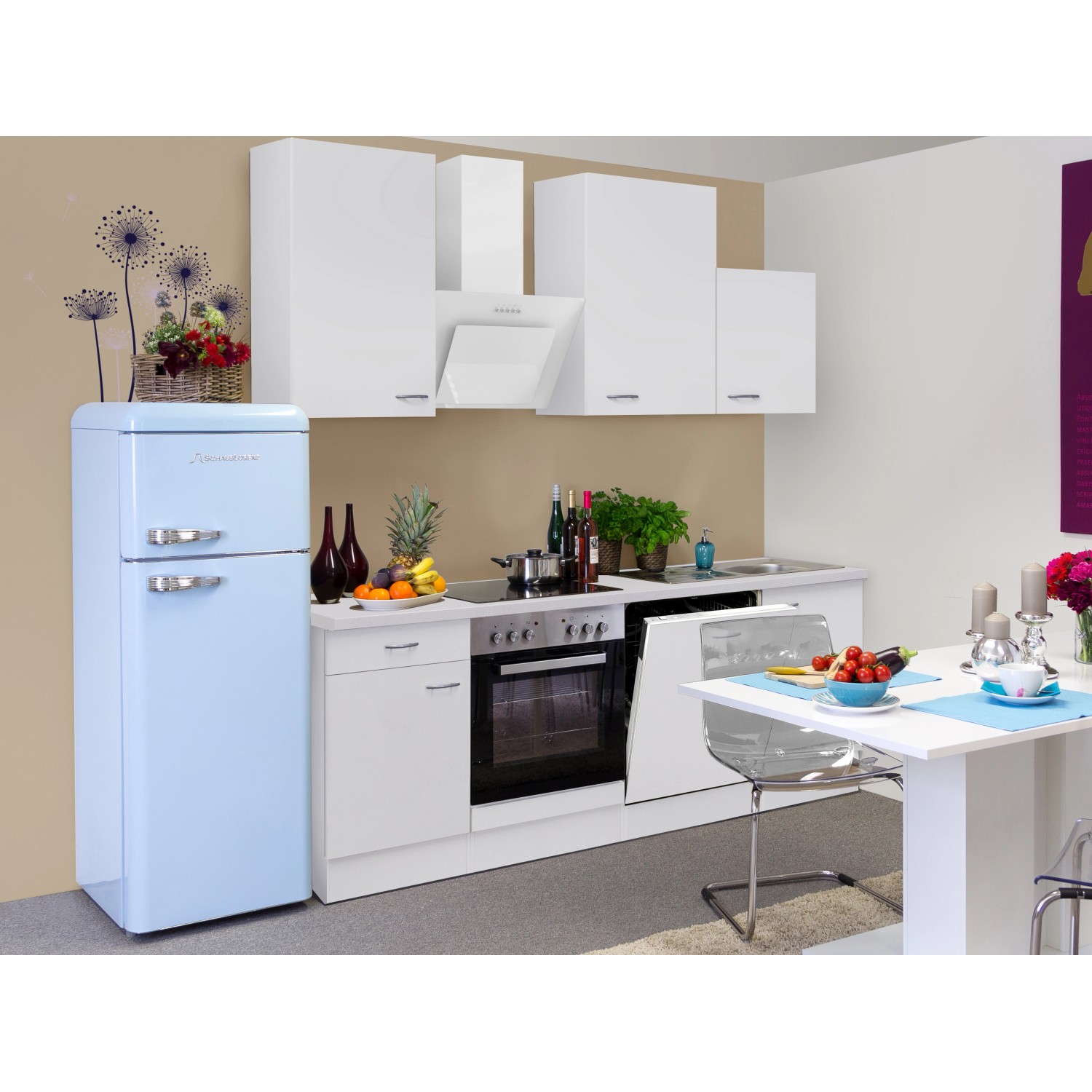 Flex-Well Kuchyně Wito 220 cm/typ 2 - trouba/varná deska/digestoř/myčka