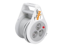 SOLIGHT Prodlužovací přívod na bubnu, IP20, 3 zásuvky, 3x 1,0 mm2, šedá, 10 m SOLIGHT Prodlužovací přívod na bubnu, IP20, 3 zásuvky, 3x 1,0 mm2, šedá, 10 m