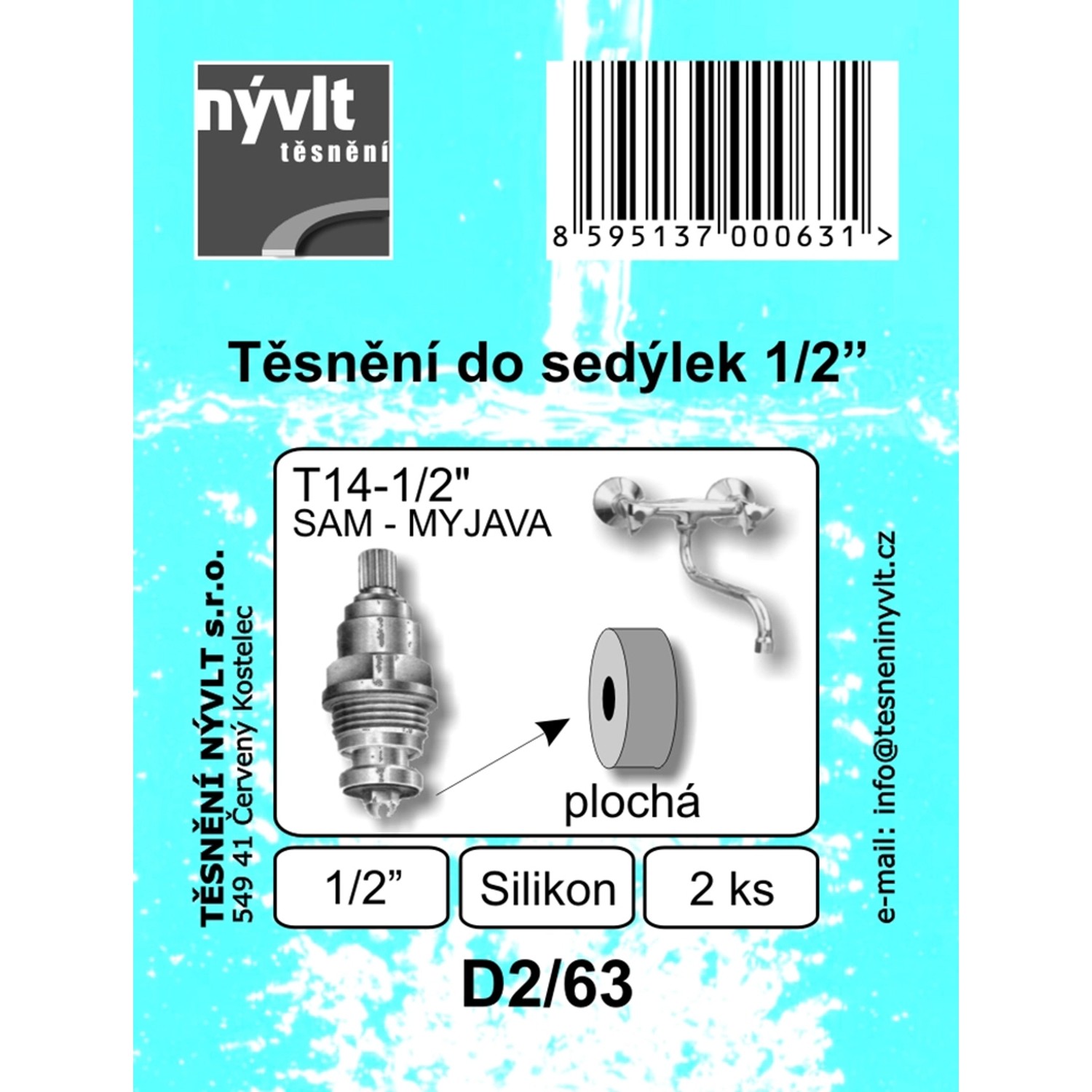 Sada těsnění sedla vršku ploché 1/2 silikon, 2 ks