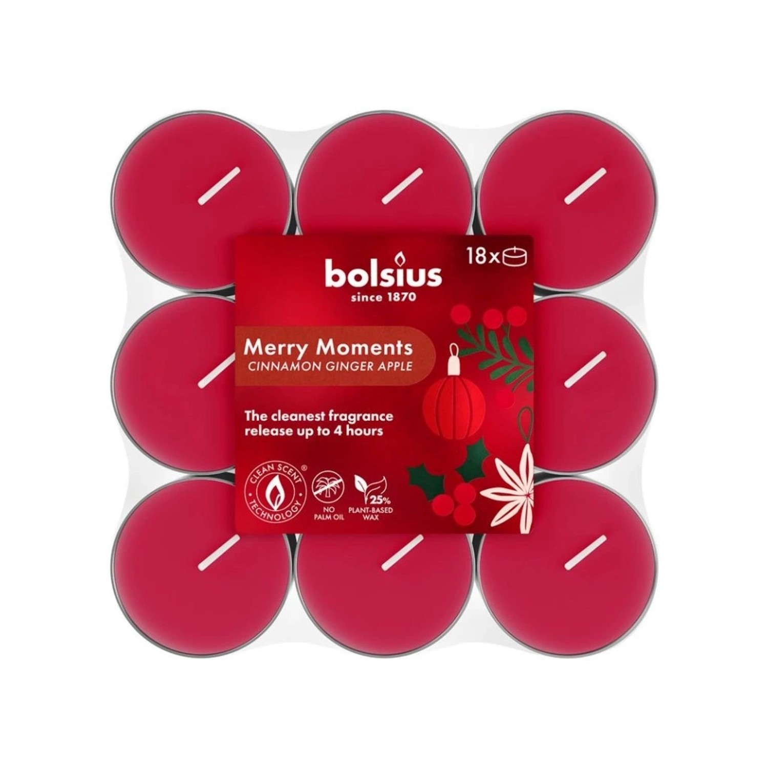 Bolsius Vonné čajové svíčky Merry Moments 18 ks