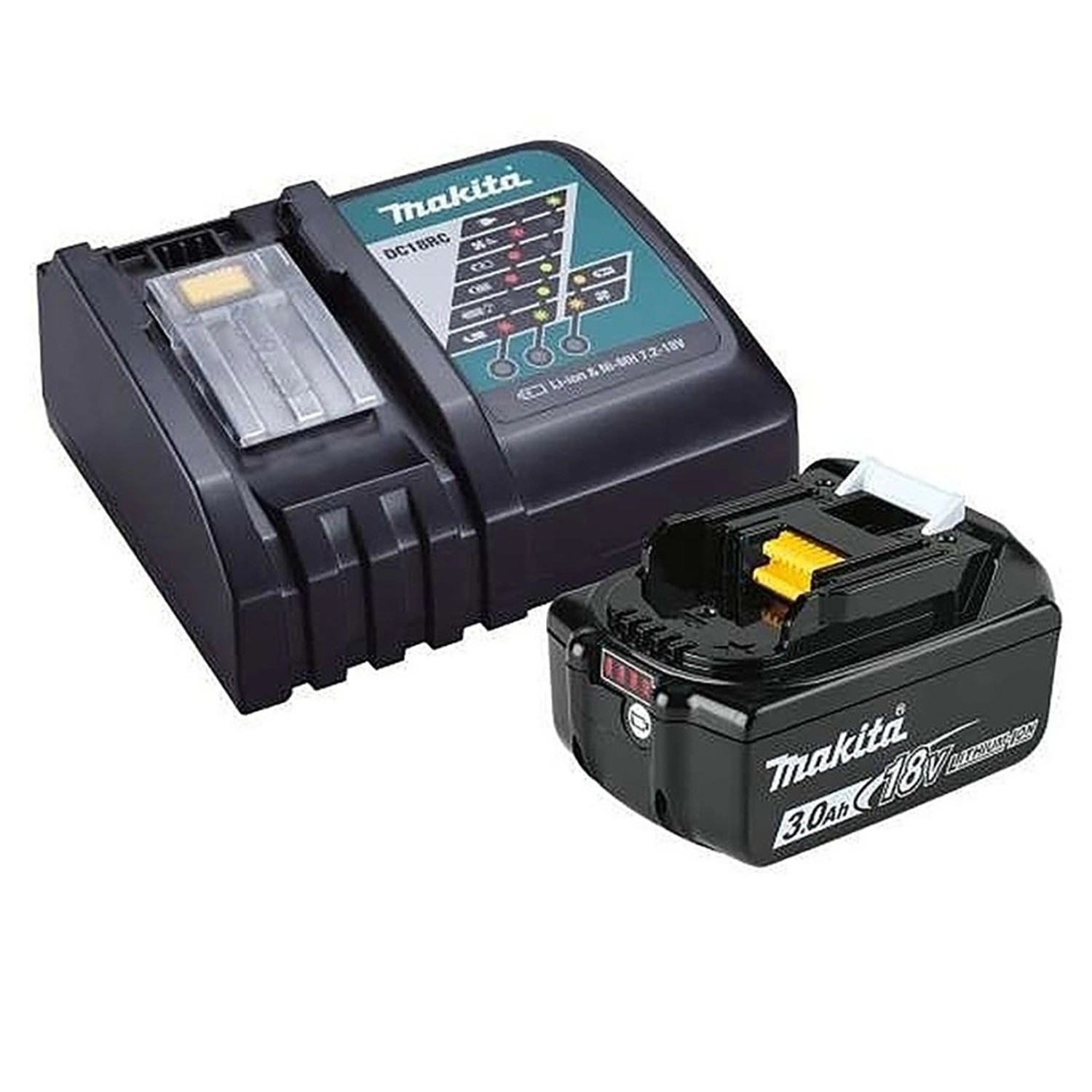Makita Sada akumulátoru 1 x 18 V 3,0 Ah Li-ion BL1830B + nabíječky DC18R
