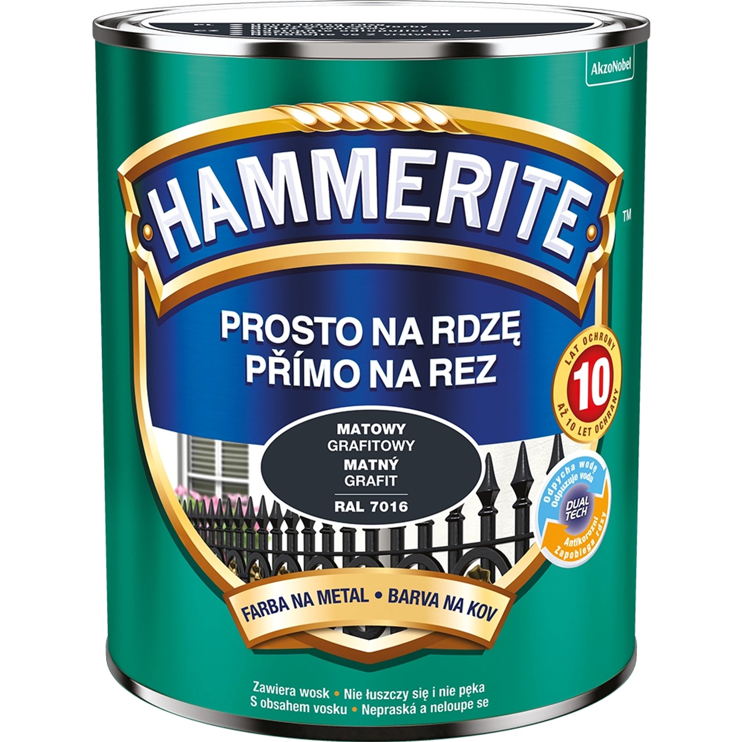 Hammerite mat tmavě šedá 0,7 l