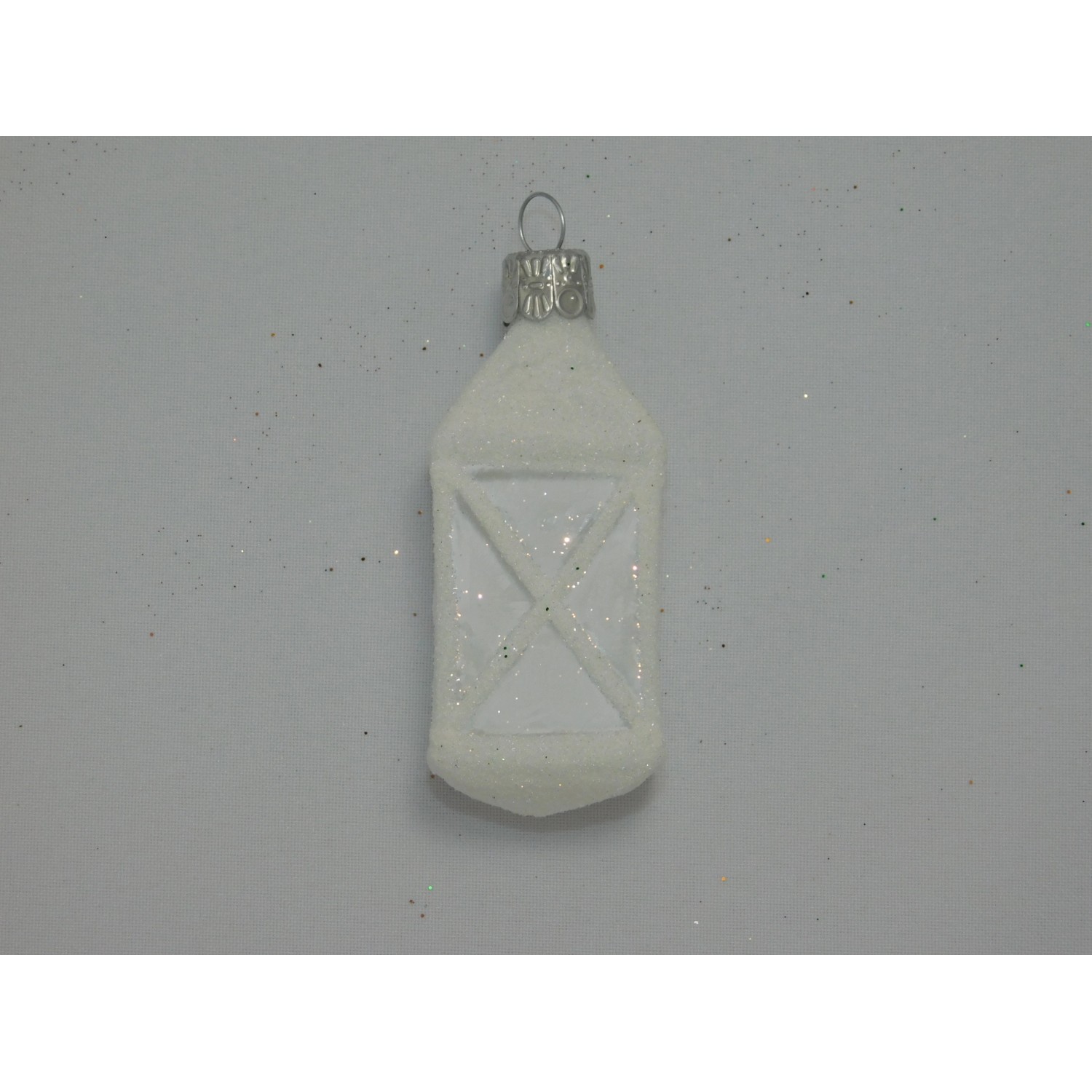 Ornex Skleněná vánoční ozdoba lucerna bílá 7 cm