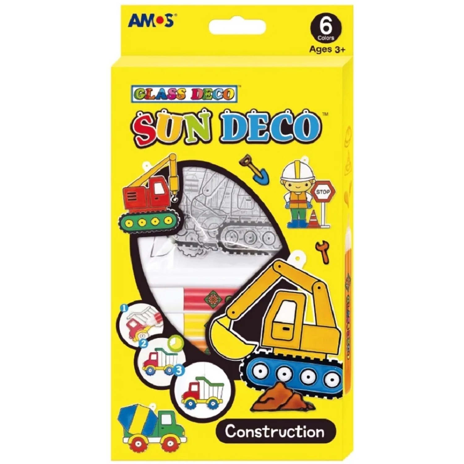 Anděl Přerov Sada 6 barev na sklo 10,5 ml + 6 sklíček Stavební stroje