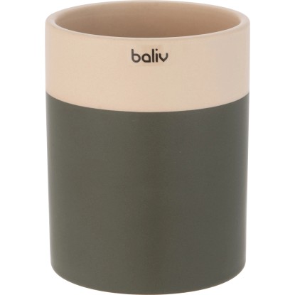 baliv Moss Green trend Kelímek na zubní kartáčky, zelený keramický, 125 x 100 mm
