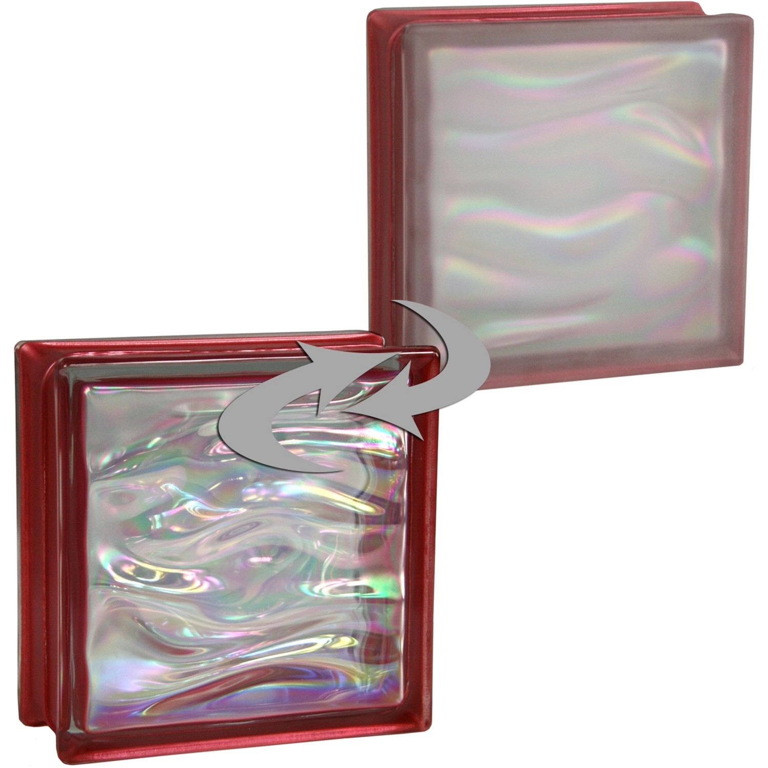 Fuchs Design Luxfera BM Aqua lesklá/mlč.sklo perleť. rubínová 19 x 19 x 8 cm