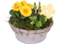 Jarní aranžmá s břečťanem v zinkové nádobě průměr květináče cca 24 cm