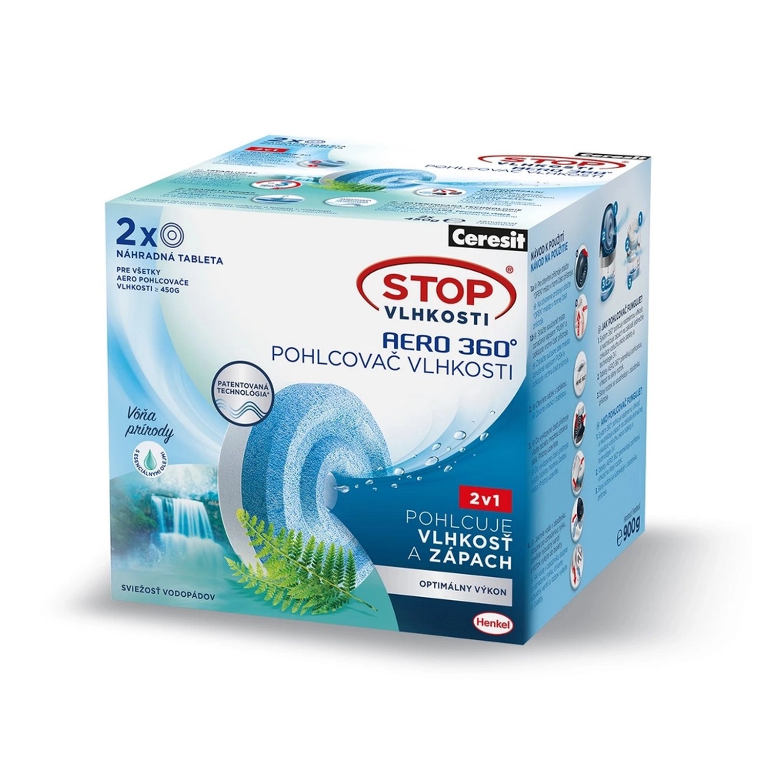 Ceresit STOP VLHKOSTI Aero 360° náhradní tablety 2x450 g svěžest vodopádů