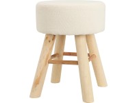 Koopman Taburet s dřevenými nohami, bílá, pr. 31 x 40 cm