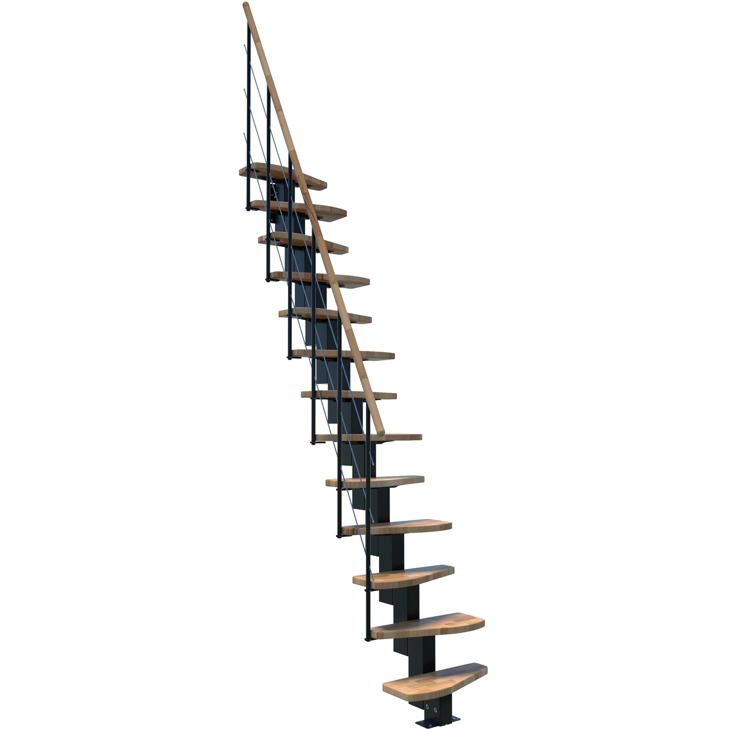 Minka STAIRS Přímé modulové schodiště Quatro buk/černá, 298 cm