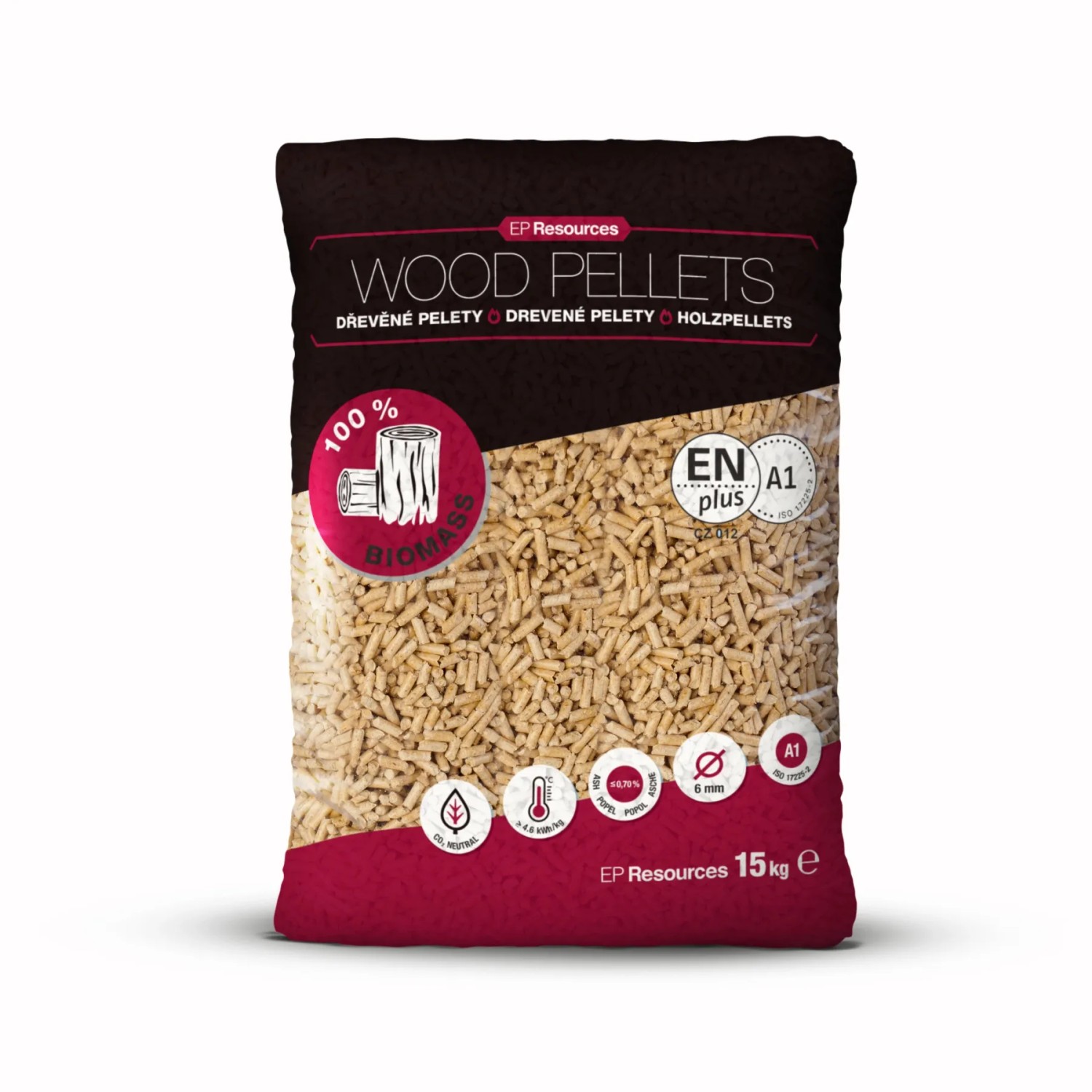 Dřevěné pelety A1 EN Plus 15 kg