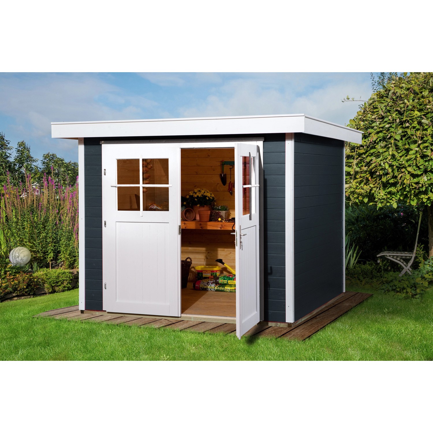 Weka Dřevěný zahradní domek 227 vel. 2, antracitová, 235 x 239 cm