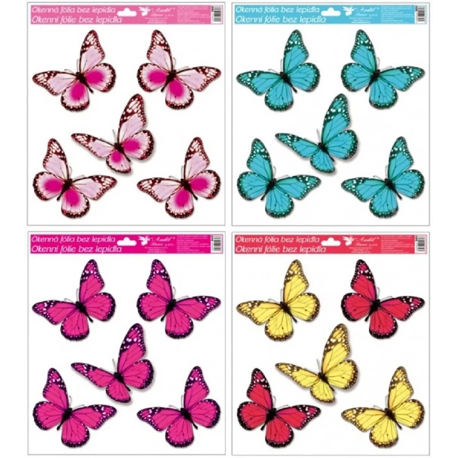 Anděl Přerov Dekorační okenní fólie motýli s glitry, různé druhy, 33 x 30 cm
