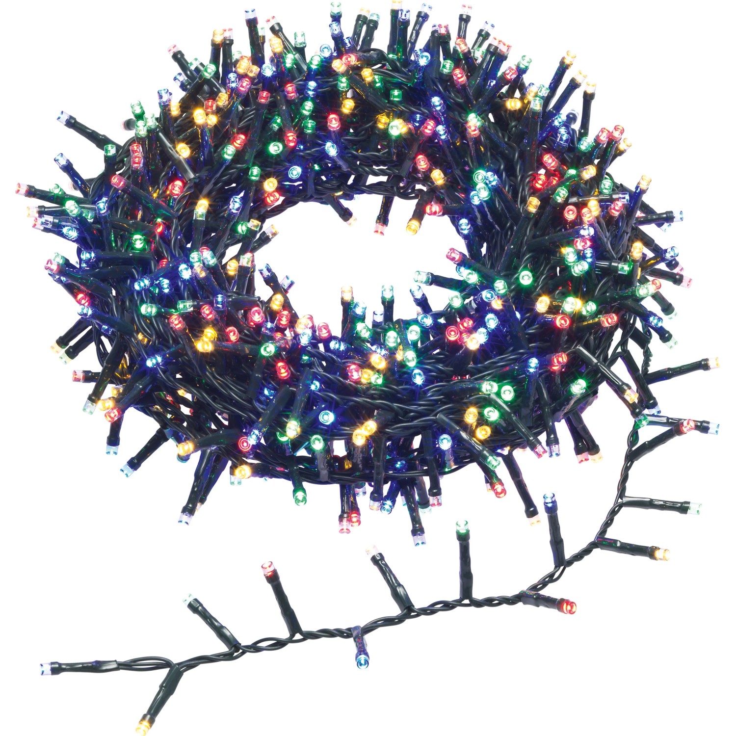 Světelný řetěz venkovní, 700 LED multicolor, zelený kabel, 14 m