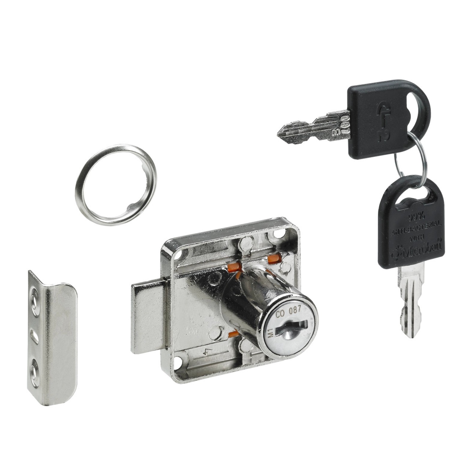 Hettich Nábytkový zámek s cylindrickou vložkou, 2 klíče, poniklovaný, 21 mm