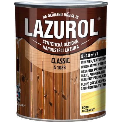 LAZUROL Lazura na dřevo CLASSIC S1023, 0000 bezbarvý 750 ml