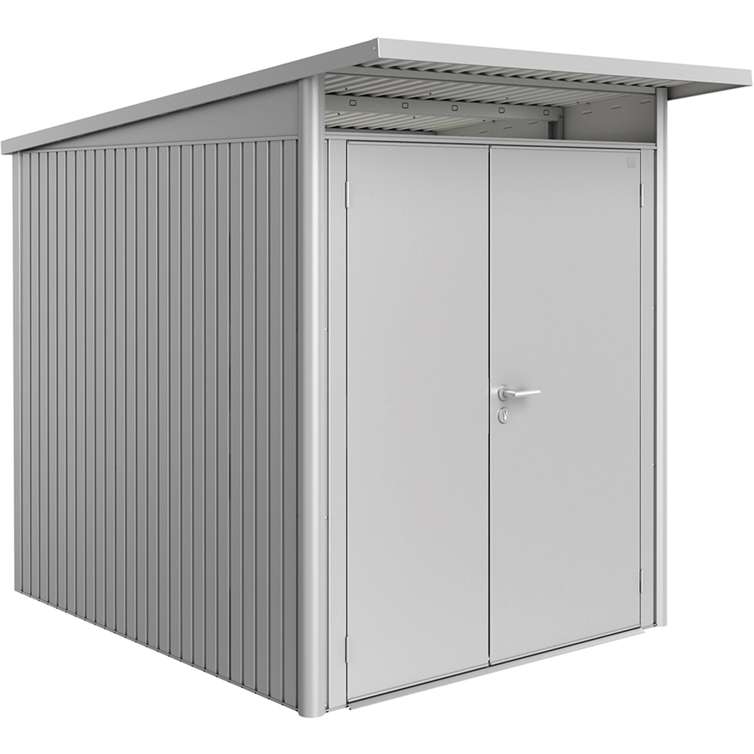 Biohort Plechový domek AvantGarde A2 2křídlé dveře stříbrná 180 x 260 x 218 cm