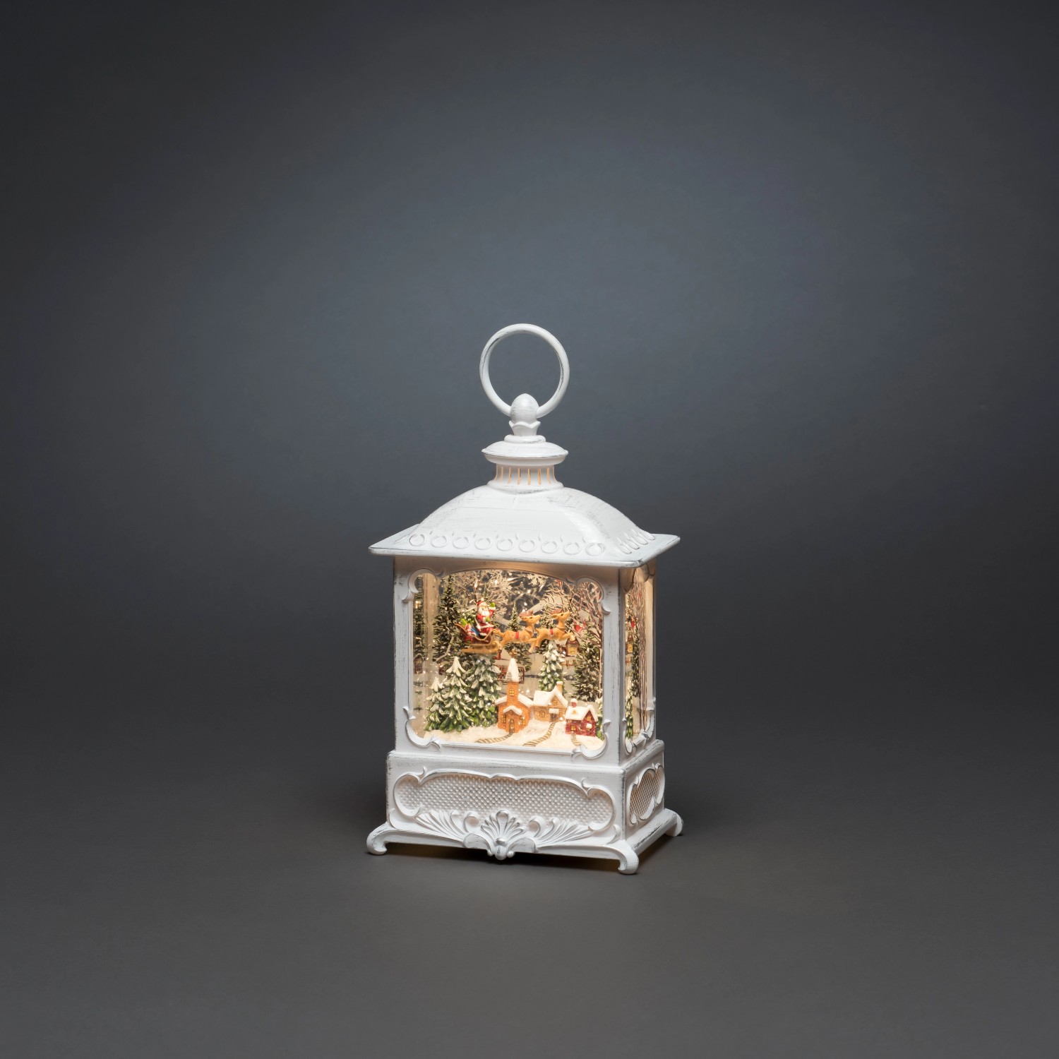 Konstsmide LED vodní lucerna, Santa nad vesnicí, teplá bílá, 24 x 28,2 x 48,5 cm