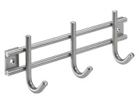 Hettich Věšáková lišta 3 háčky, nerez, 220 x 35 mm