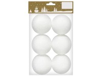 Dekorativní sněhové koule z polystyrenu, bílá, pr. 6 cm, 6 ks