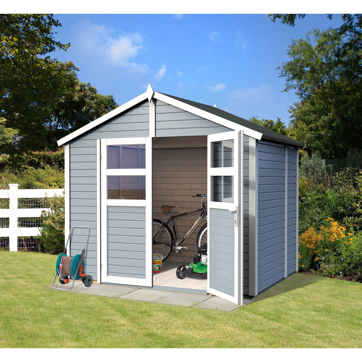 Bertilo Zahradní domek Visby 3, šedý, 181 x 239 cm