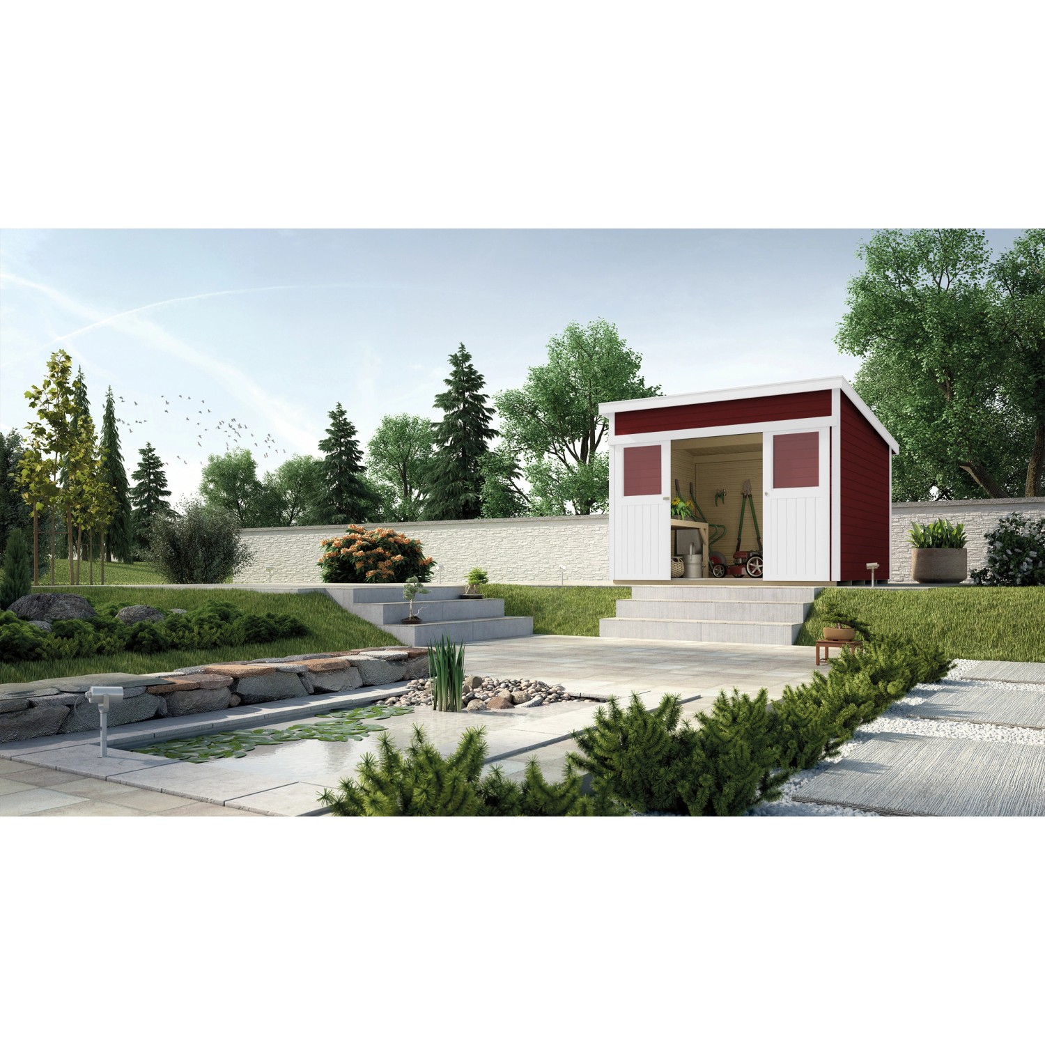 Weka Dřevěný zahradní domek 225 vel. 2, švédská červená, 295 x 299 cm