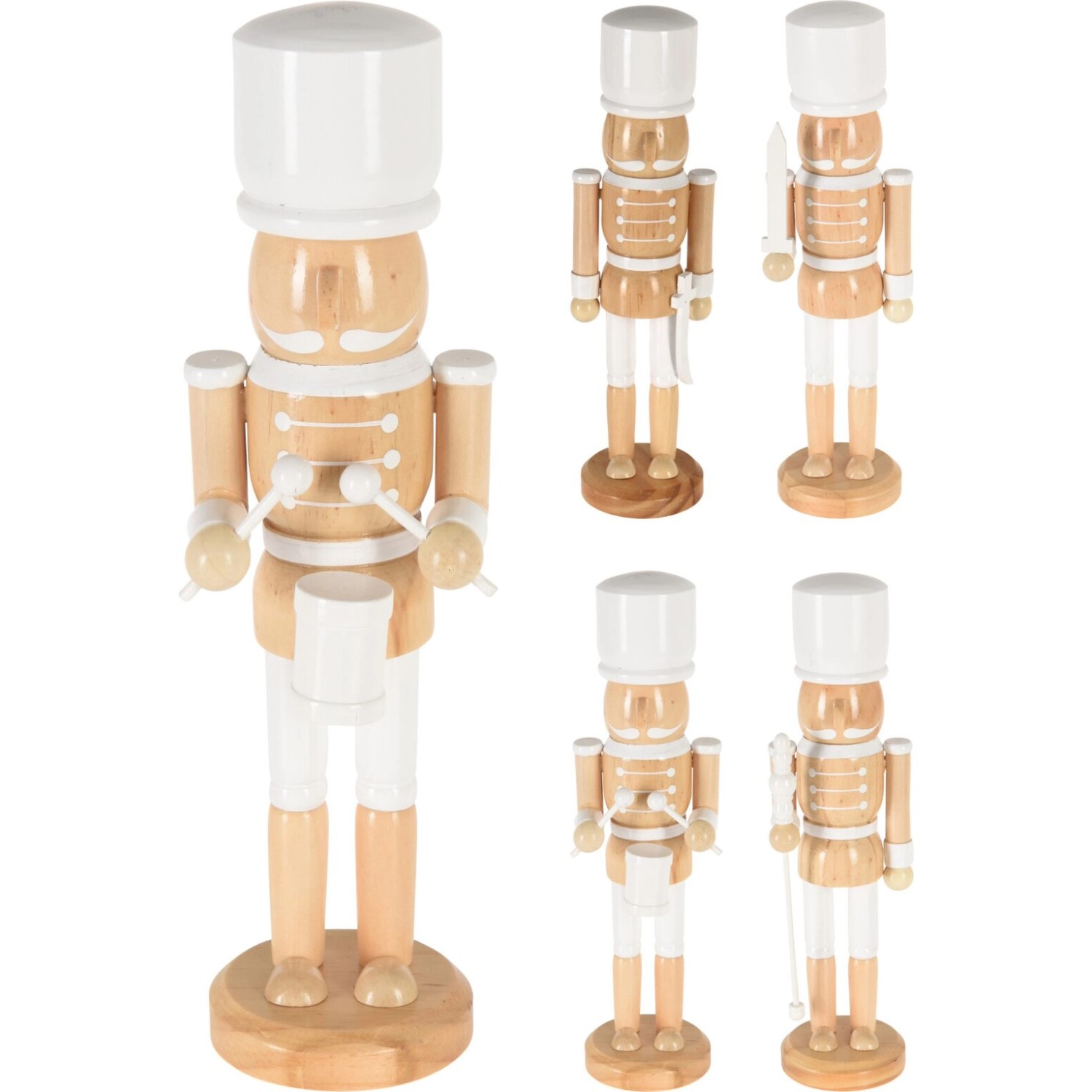 Koopman Dekorativní figurka louskáček bílý-přírodní různé druhy 25 cm, 1 ks