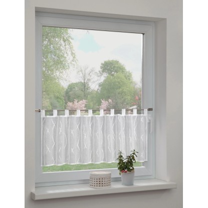 Sehlbach Vitrážová záclona s poutky, Silver Chains, bílá, 135 x 45 cm