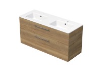 INTEDOOR Koupel.skříň+dvojumyvadlo BEE, úchyt chrom, š. 121 cm, dub Halifax